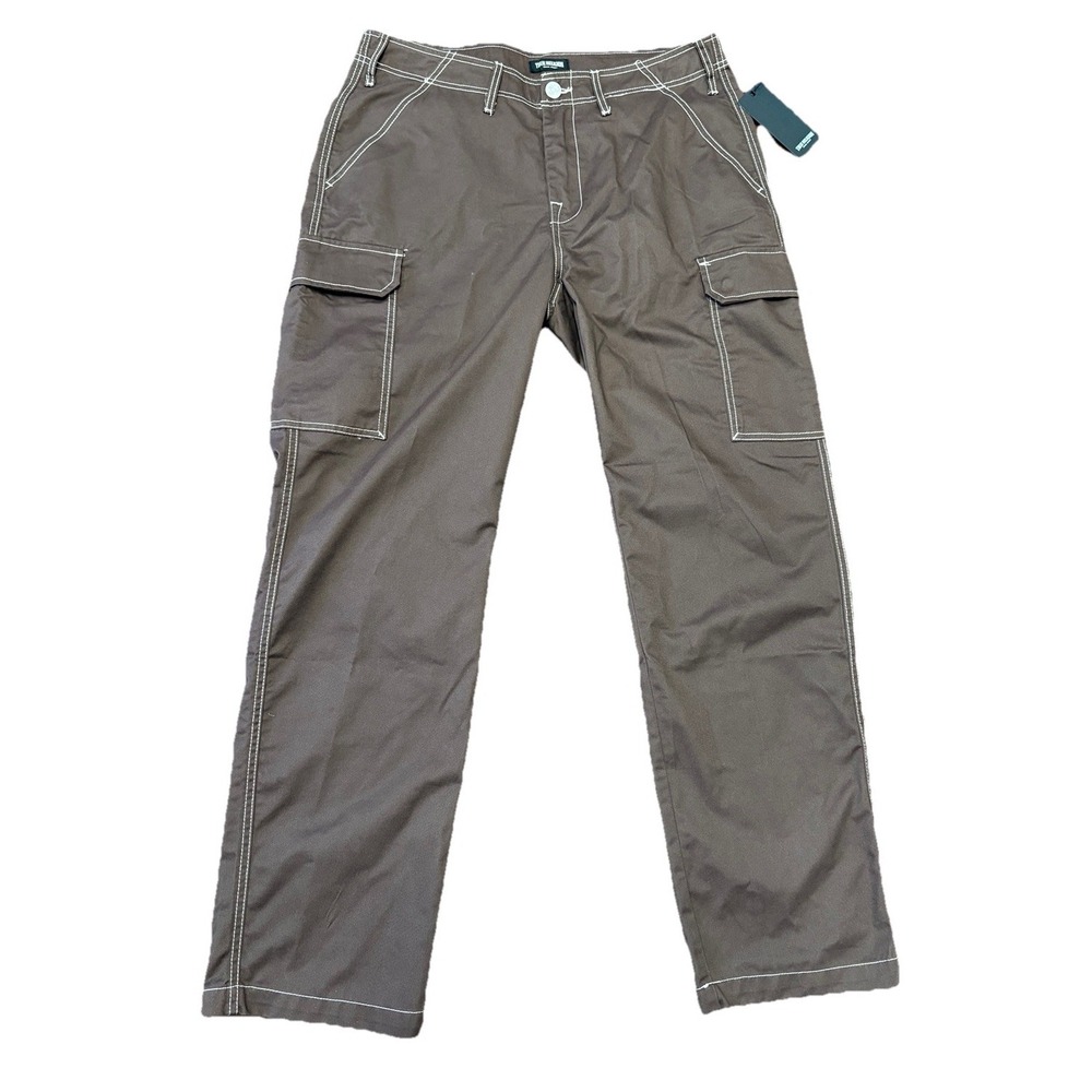 True Religion Men's Cargo Pants Size 34 Jet Black with White Stitching Baggy NEW